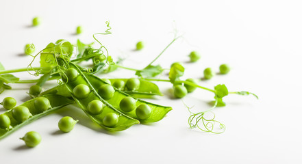 Wall Mural - Fresh green  peas pods and  green peas