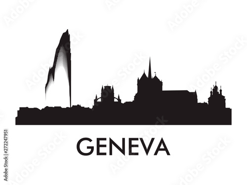 Fotografía Geneva skyline silhouette vector of famous places