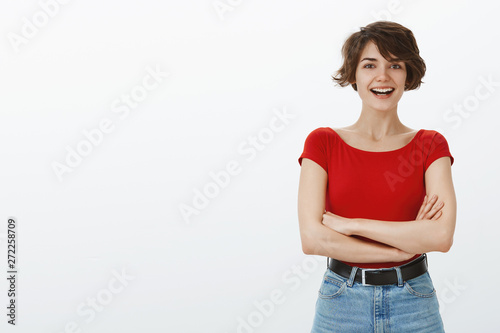 Motivated Good Looking Lively Enthusiastic Girl Pixie Short
