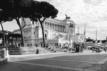 Panoramic front view of museum the Vittorio Emanuele II Monument (Vittoriano)