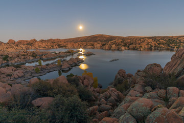 Sticker - Moonrise Over Scenic Watson Lake Prescott Arizona