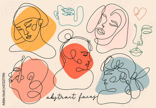 Modern Abstract Faces Contemporary Female Silhouettes Hand Drawn Outline Trendy Illustration Continuous Line Minimalistic Concept Colored Vector Set All Elements Are Isolated Pastel Colors Stock Vector Adobe Stock modern abstract faces contemporary