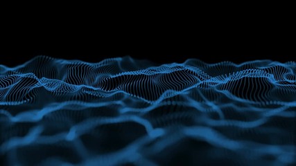 Aufkleber - blue particle wave footage, Computer generated seamless loop animation 4k footage