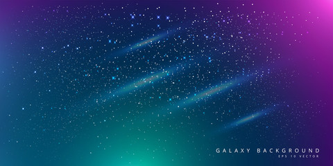 Wall Mural - Colorful Space Galaxy Background with Shining Stars, Stardust and Nebula. Vector Illustration for artwork, party flyers, posters, brochures. Vector illustration for your artwork