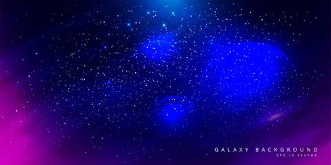 Wall Mural - Colorful Space Galaxy Background with Shining Stars, Stardust and Nebula. Vector Illustration for artwork, party flyers, posters, brochures. Vector illustration for your artwork