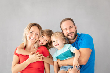 Parents with children having fun at home