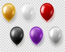 Colorful Balloons Set. Round Balloon Flying Toys Gift Celebration Birthday Party Wedding Carnival, Realistic Vector Design