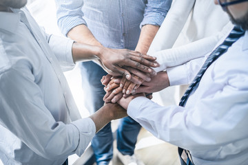 Wall Mural - stack of hands. unity and teamwork concept.
