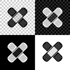 set bandage plaster icon isolated on black, white and transparent background. medical plaster, adhes
