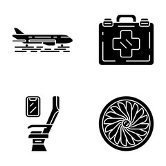 Canvas Print - Aviation services glyph icons set