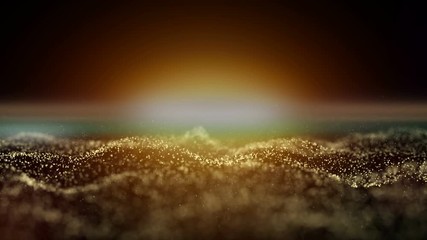 Aufkleber - golden particle footage, glare light reflextion on particle, Computer generated seamless loop animation 4k footage