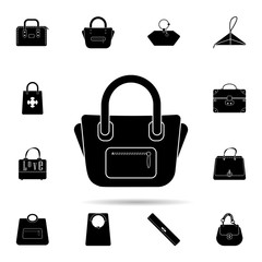 Poster - handbag with lock icon. Universal set of bags for website design and development, app development