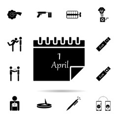 Poster - first aprel icon. Universal set of day of jokes for website design and development, app development