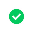 Green check mark icon. Green tick symbol. Vector check icon