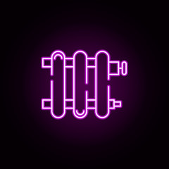 Poster - bathroom heating, radiator neon icon. Elements of water, boiler, thermos, gas, solar set. Simple icon for websites, web design, mobile app, info graphics