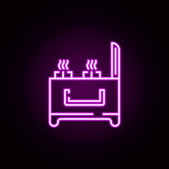 Poster - burner oven neon icon. Elements of water, boiler, thermos, gas, solar set. Simple icon for websites, web design, mobile app, info graphics