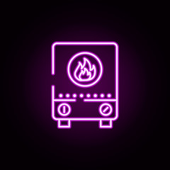 Poster - electrical meter neon icon. Elements of water, boiler, thermos, gas, solar set. Simple icon for websites, web design, mobile app, info graphics