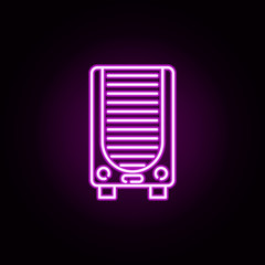 Poster - electric heater neon icon. Elements of water, boiler, thermos, gas, solar set. Simple icon for websites, web design, mobile app, info graphics