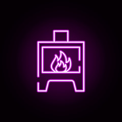 Poster - furnace, heater stove neon icon. Elements of water, boiler, thermos, gas, solar set. Simple icon for websites, web design, mobile app, info graphics