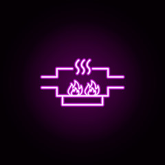Poster - furnace, heater neon icon. Elements of water, boiler, thermos, gas, solar set. Simple icon for websites, web design, mobile app, info graphics