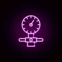 Poster - manometer, odometer neon icon. Elements of water, boiler, thermos, gas, solar set. Simple icon for websites, web design, mobile app, info graphics