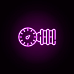 Poster - manometer, odometer neon icon. Elements of water, boiler, thermos, gas, solar set. Simple icon for websites, web design, mobile app, info graphics