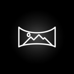 Poster - Wide screen format neon icon. Elements of virtual reality set. Simple icon for websites, web design, mobile app, info graphics
