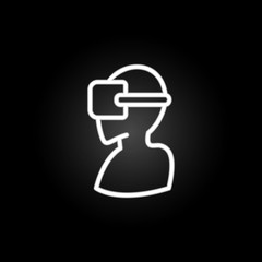 Poster - A man in virtual reality glasses neon icon. Elements of virtual reality set. Simple icon for websites, web design, mobile app, info graphics