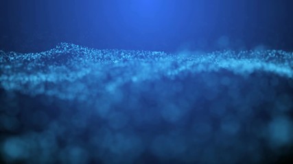 Aufkleber - blue particle wave footage, Computer generated seamless loop animation 4k footage