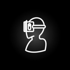 Poster - A man in virtual reality glasses neon icon. Elements of virtual reality set. Simple icon for websites, web design, mobile app, info graphics