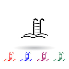 Poster - stairs to the pool illustration multi color icon. Elements of spa set. Simple icon for websites, web design, mobile app, info graphics