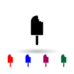 Poster - bitten ice cream on a stick multi color icon. Elements of ice cream set. Simple icon for websites, web design, mobile app, info graphics