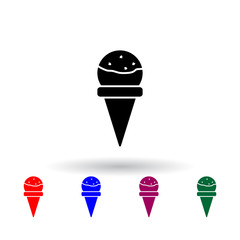 Poster - frozen ball in the horn multi color icon. Elements of ice cream set. Simple icon for websites, web design, mobile app, info graphics
