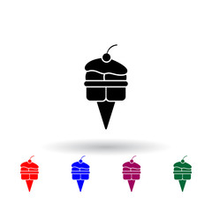 Poster - ice cream in a waffle horn multi color icon. Elements of ice cream set. Simple icon for websites, web design, mobile app, info graphics