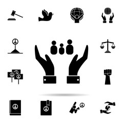 Poster - The hands guard family icon. Universal set of human rights for website design and development, app development