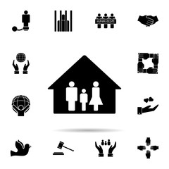 Poster - family at home icon. Universal set of human rights for website design and development, app development