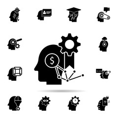Poster - manager in mind icon. Universal set of human mind for website design and development, app development