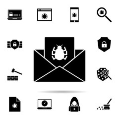 Poster - mail virus icon. Universal set of hacker for website design and development, app development