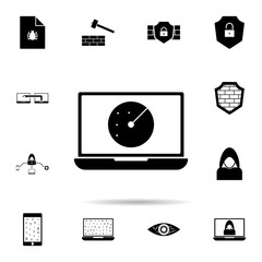 Poster - virus scan on computer icon. Universal set of hacker for website design and development, app development