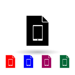 Poster - phone on document multi color icon. Elements of file and documents set. Simple icon for websites, web design, mobile app, info graphics