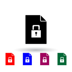 Poster - lock on document multi color icon. Elements of file and documents set. Simple icon for websites, web design, mobile app, info graphics