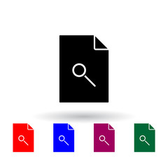 Poster - magnifier on document multi color icon. Elements of file and documents set. Simple icon for websites, web design, mobile app, info graphics
