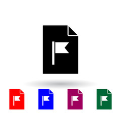 Poster - flag on document multi color icon. Elements of file and documents set. Simple icon for websites, web design, mobile app, info graphics