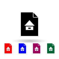 Poster - house on document multi color icon. Elements of file and documents set. Simple icon for websites, web design, mobile app, info graphics