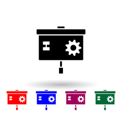 Poster - presentation of the mechanism multi color icon. Elements of engineering set. Simple icon for websites, web design, mobile app, info graphics
