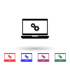 Poster - mechanism in the computer multi color icon. Elements of engineering set. Simple icon for websites, web design, mobile app, info graphics
