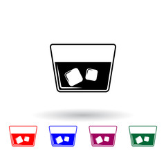 Poster - whiskey with ice multi color icon. Elements of drink set. Simple icon for websites, web design, mobile app, info graphics