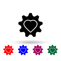 Poster - heart in mechanism multi color icon. Elements of concentration set. Simple icon for websites, web design, mobile app, info graphics