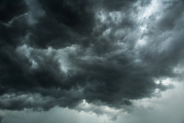 Wall Mural - black cloud and thunderstorm before rainy, dramatic black clouds and dark sky