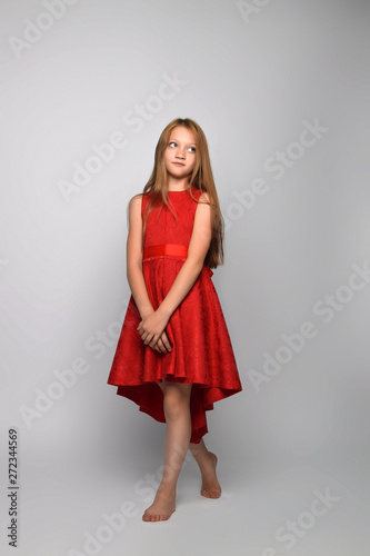 teenage girl red dress